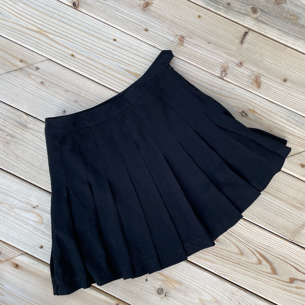 Pleated Black Mini Skirt
